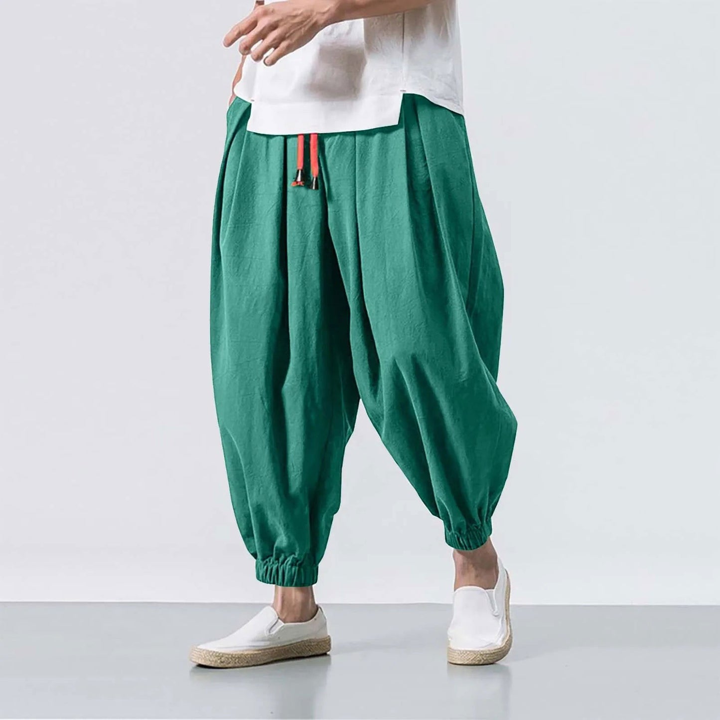 Harem Pants Men Baggy Wide Leg Pants Oversized Casual Sweatpants Trousers - Fashionqueene.com-harem pants