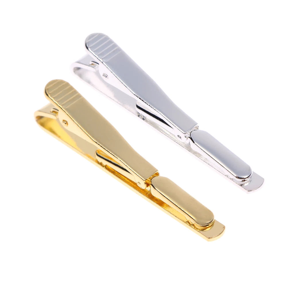 Metal Silver Gold Simple Necktie Tie Bar Clasp Clip Clamp Pin Men Stainless Steel Tie Clasps