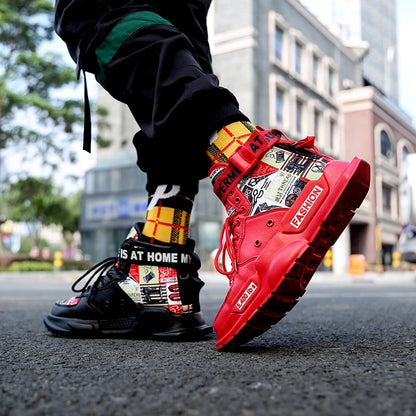Men Shoes High Quality Sneakers Platform Breathable Lightweight Red Basket