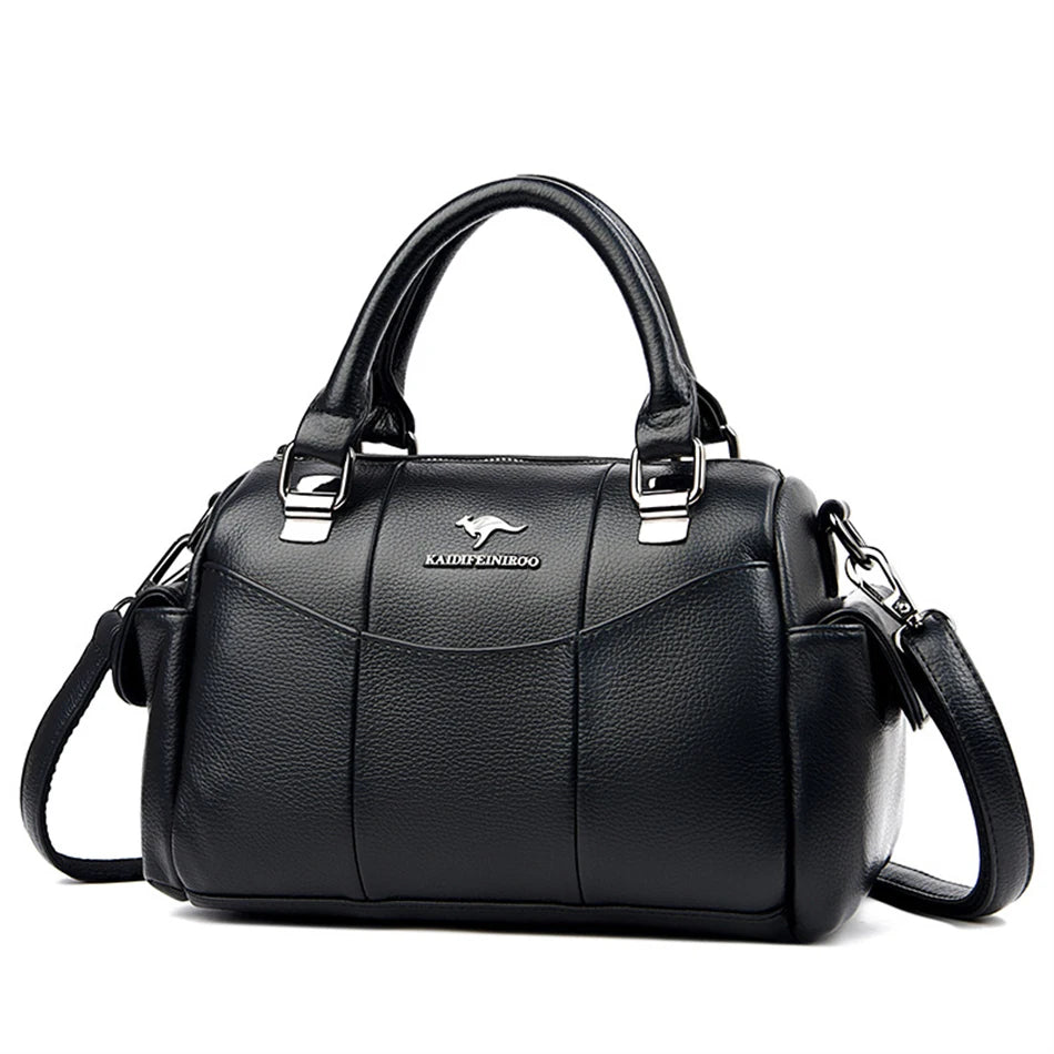 Designer Women Soft Leather Handbags Luxury Female Shoulder Crossbody Bag Brand Messenger Boston Bag