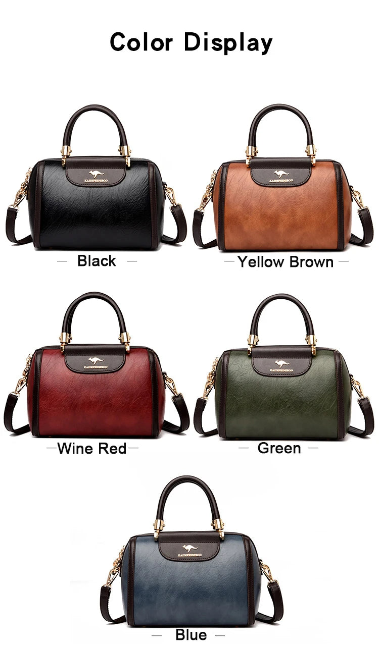 Super High Quality Leather Top Handle Purse Shell Bag Women Casual Crossbody