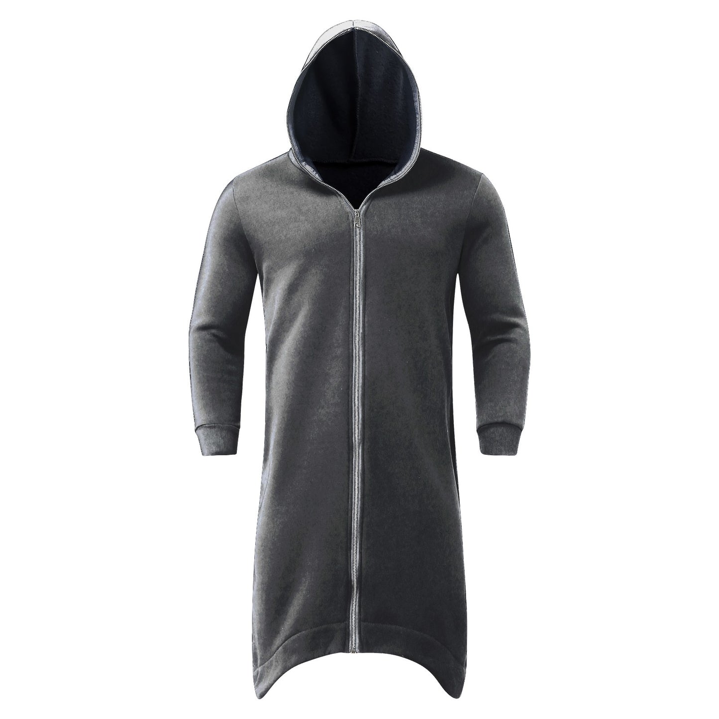 Long Sweatshirt Coat Gothic Streetwear Loose Zipper Jackets Casual Fleece Male Hooded Coat