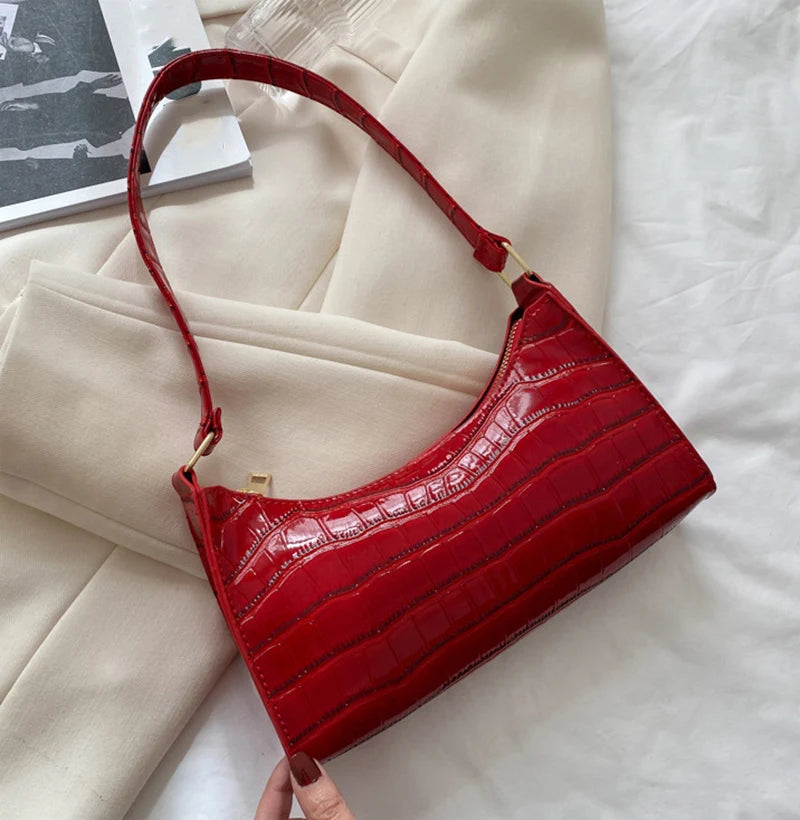 PU Leather Bags Alligator Pattern Armpit Handbag Female Small Underarm Messenger Bag Purse