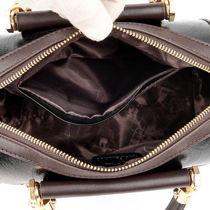 Super High Quality Leather Top Handle Purse Shell Bag Women Casual Crossbody