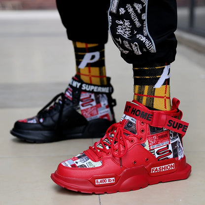 Men Shoes High Quality Sneakers Platform Breathable Lightweight Red Basket