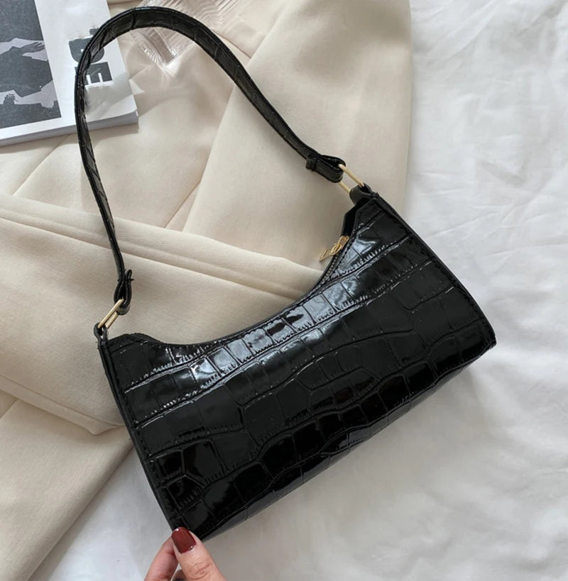 PU Leather Bags Alligator Pattern Armpit Handbag Female Small Underarm Messenger Bag Purse
