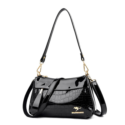 3 Layers Women Handbag Purses Luxury Designer Patent Leather Shoulder Messenger
