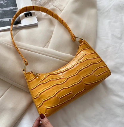 PU Leather Bags Alligator Pattern Armpit Handbag Female Small Underarm Messenger Bag Purse