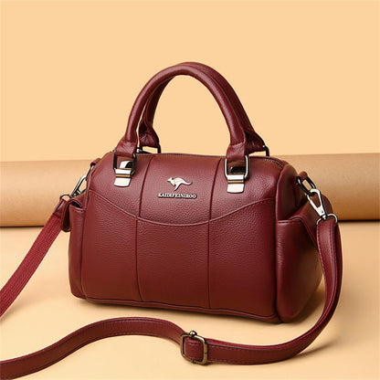 Designer Women Soft Leather Handbags Luxury Female Shoulder Crossbody Bag Brand Messenger Boston Bag