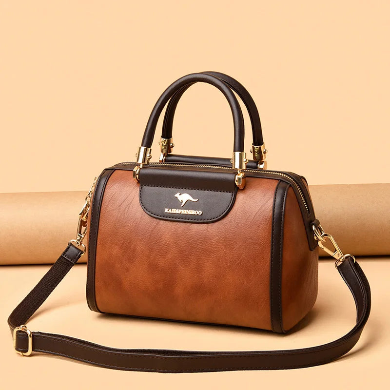 Super High Quality Leather Top Handle Purse Shell Bag Women Casual Crossbody