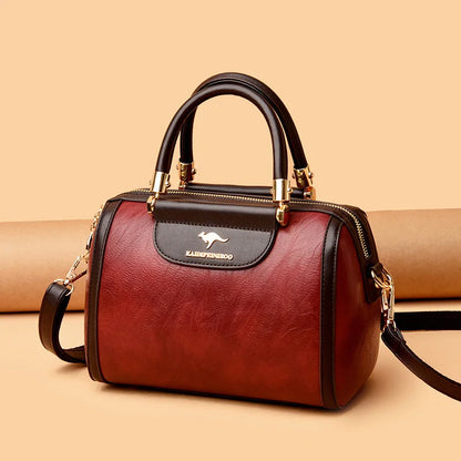 Super High Quality Leather Top Handle Purse Shell Bag Women Casual Crossbody