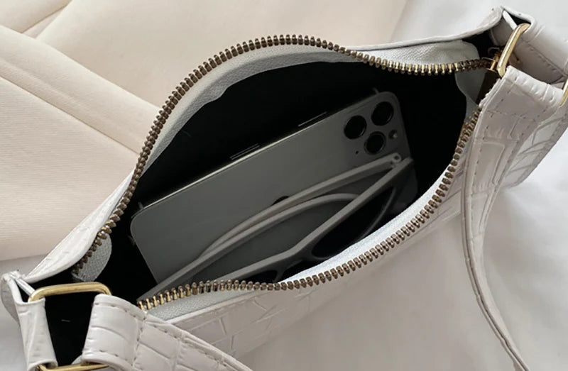 PU Leather Bags Alligator Pattern Armpit Handbag Female Small Underarm Messenger Bag Purse