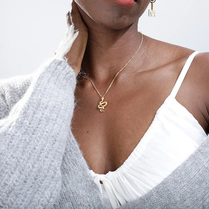 Stainless Steel Snake Necklace Pendant For Women Temperament N01010G / United States SILVER PLATED / United States 