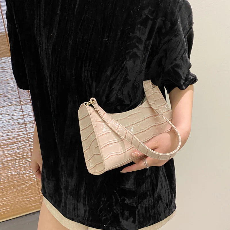 PU Leather Bags Alligator Pattern Armpit Handbag Female Small Underarm Messenger Bag Purse