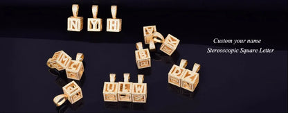 Lightning Shape Pendant Necklace Bling Cubic Zircon Men's Hip Hop Rock Jewelry Double color / United States / 5mm tennis chain|18inch Double color / United States / 5mm tennis chain|30inch 