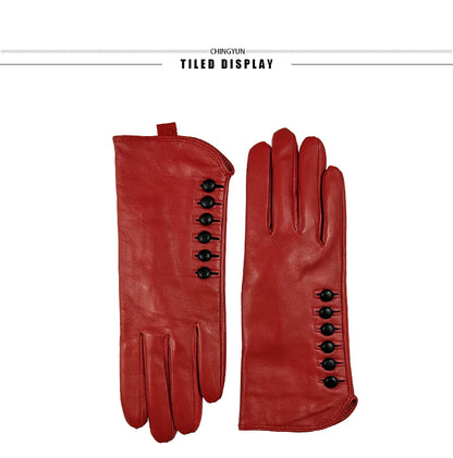 Gloves Genuine Leather High quality goat skin Warm 6 buckle gloves woman