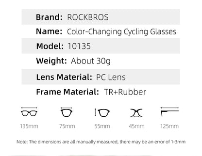 Photochromic MTB Road Bike Glasses UV400 Protection Sunglasses Ultra-light Sport Safe Eyewear Equipment
