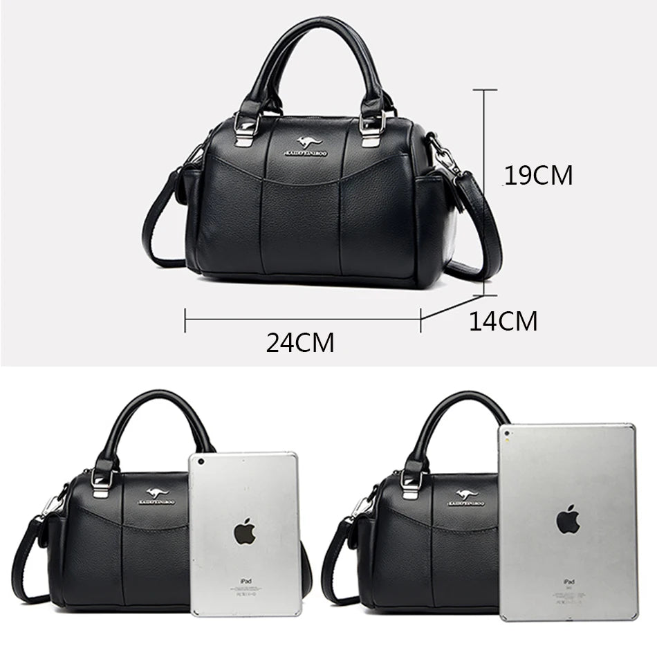 Designer Women Soft Leather Handbags Luxury Female Shoulder Crossbody Bag Brand Messenger Boston Bag