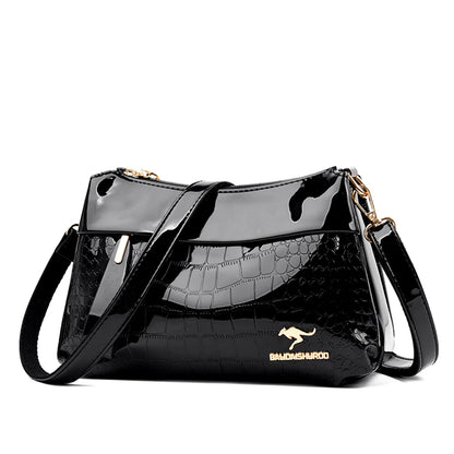 3 Layers Women Handbag Purses Luxury Designer Patent Leather Shoulder Messenger