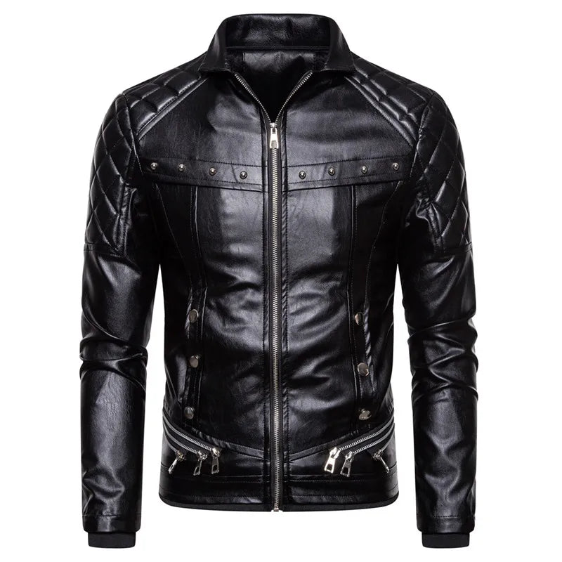 Winter Fleece Motorcycle Leather Jacket Men Turn Down Fur Collar Slim Fit Warm PU Bomber Jacket