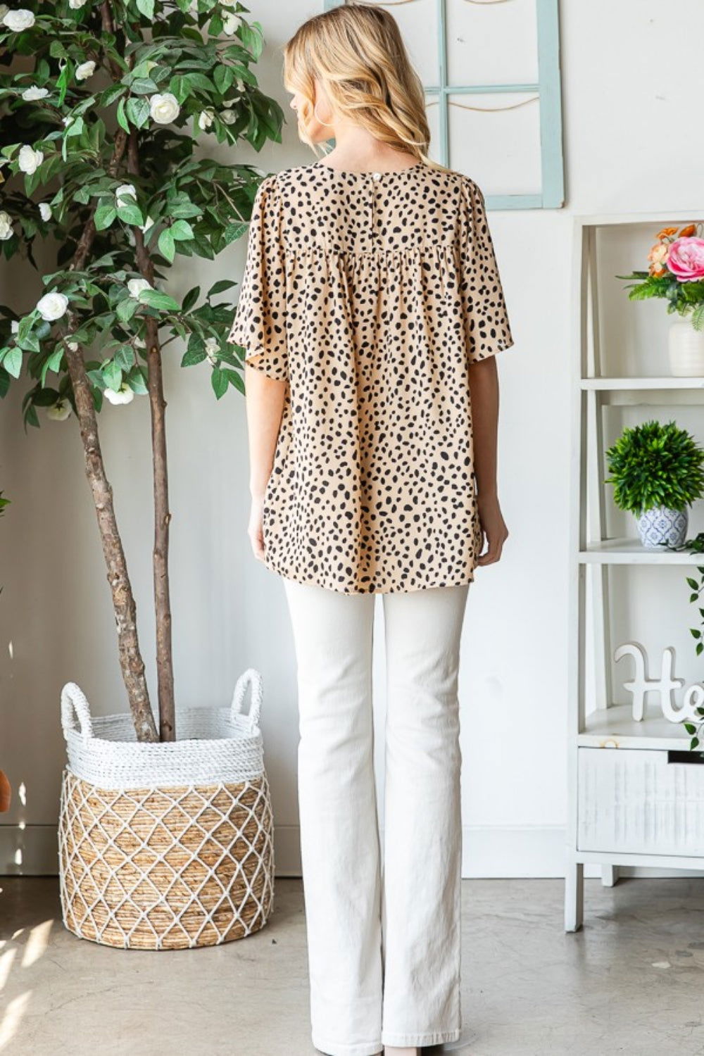 Heimish Full Size Animal Print Flutter Sleeve Blouse - Fashionqueene.com-Heimish Full Size Animal Print Flutter Sleeve Blouse