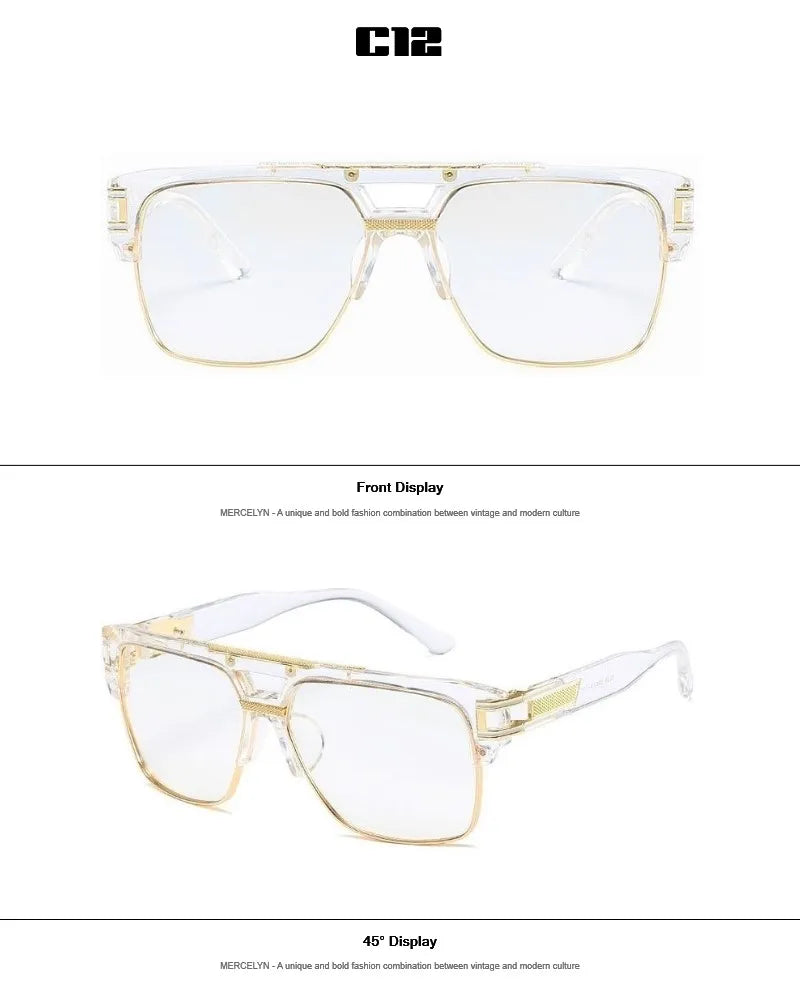 Men Sunglasses Glamour Mirrored Retro Vintage Square Designer Shades Unisex