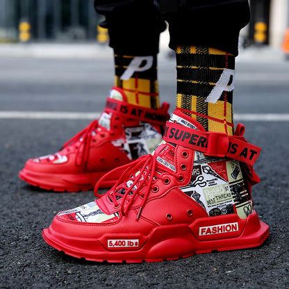Men Shoes High Quality Sneakers Platform Breathable Lightweight Red Basket