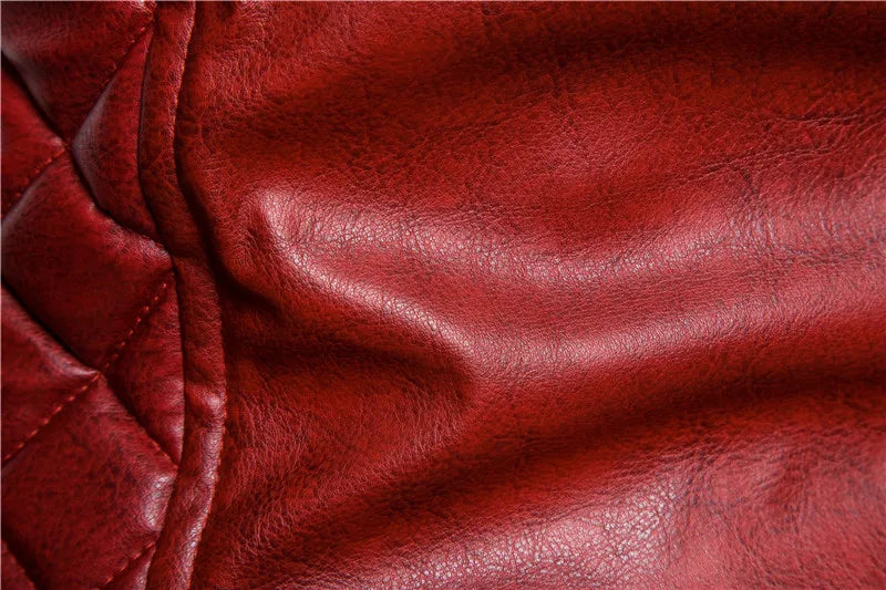 Winter Fleece Motorcycle Leather Jacket Men Turn Down Fur Collar Slim Fit Warm PU Bomber Jacket