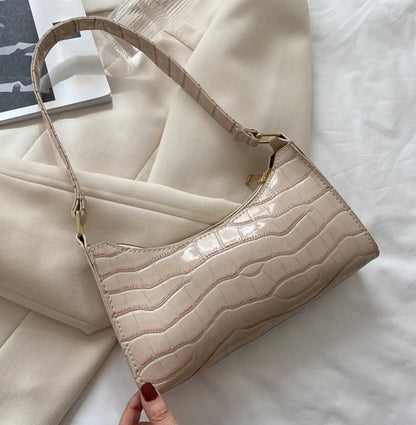 PU Leather Bags Alligator Pattern Armpit Handbag Female Small Underarm Messenger Bag Purse