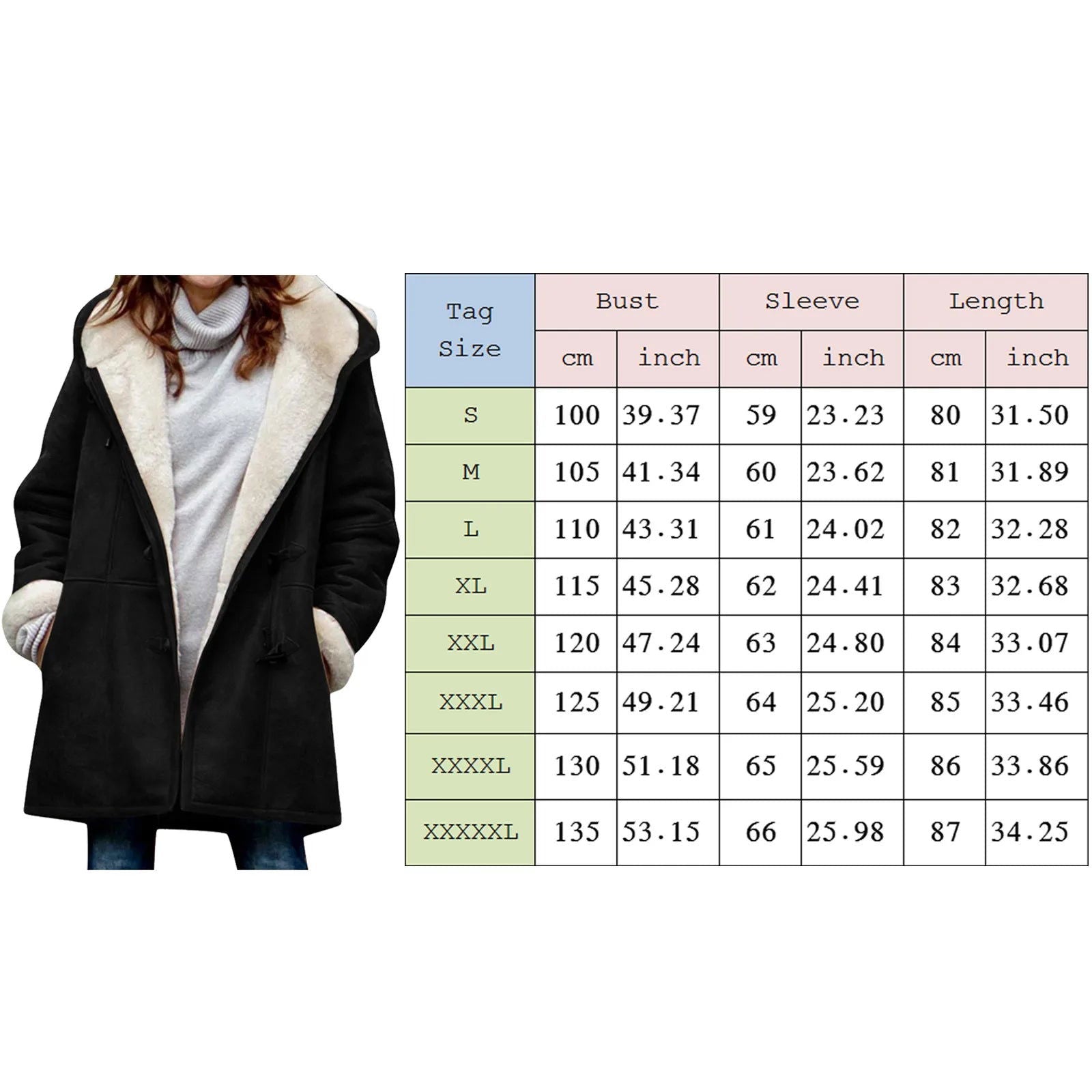 Jacket For Women Fuzzy Solid Fleece Hooded Plus - Fashionqueene.com-coat