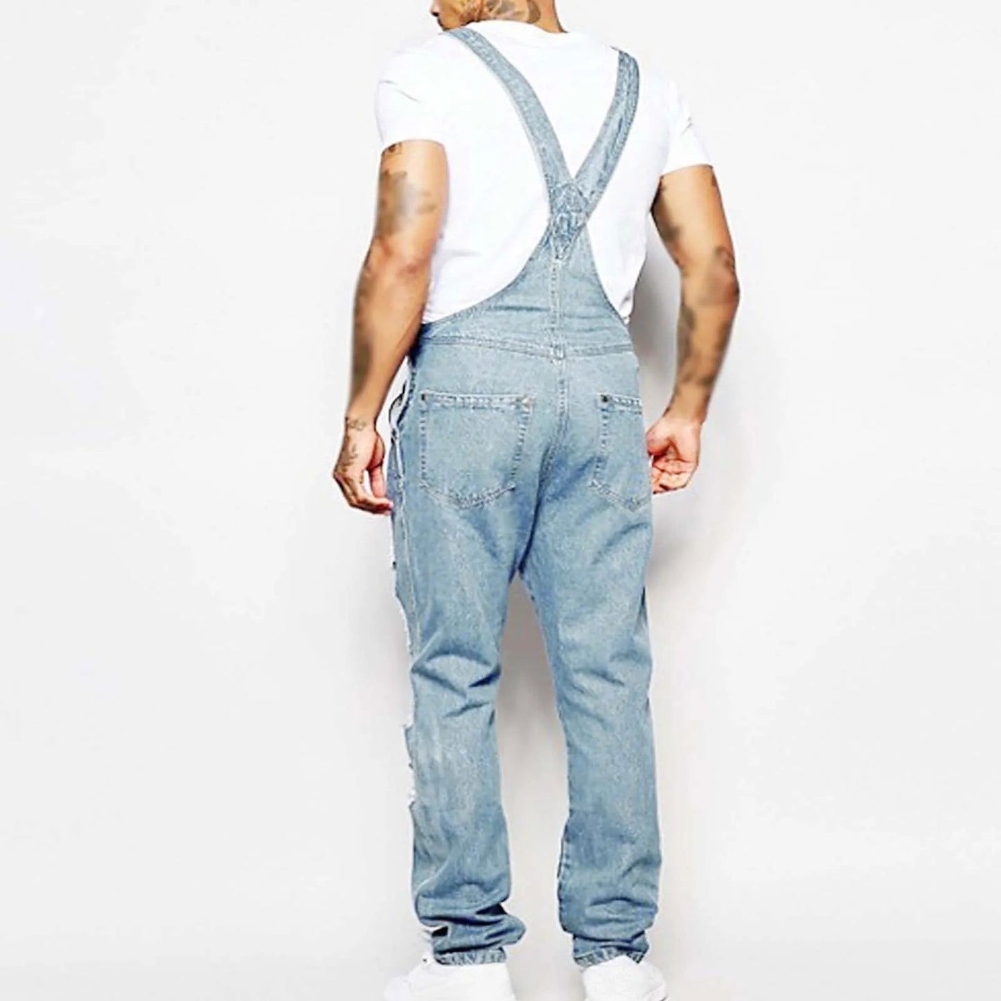 Jeans For Men Fall Hot Ripped Suspenders Denim Jumpsuit Popular Fashionable Work Clothes New Pants Man Streetwear Slacks - Fashionqueene.com-mens jumpsuit