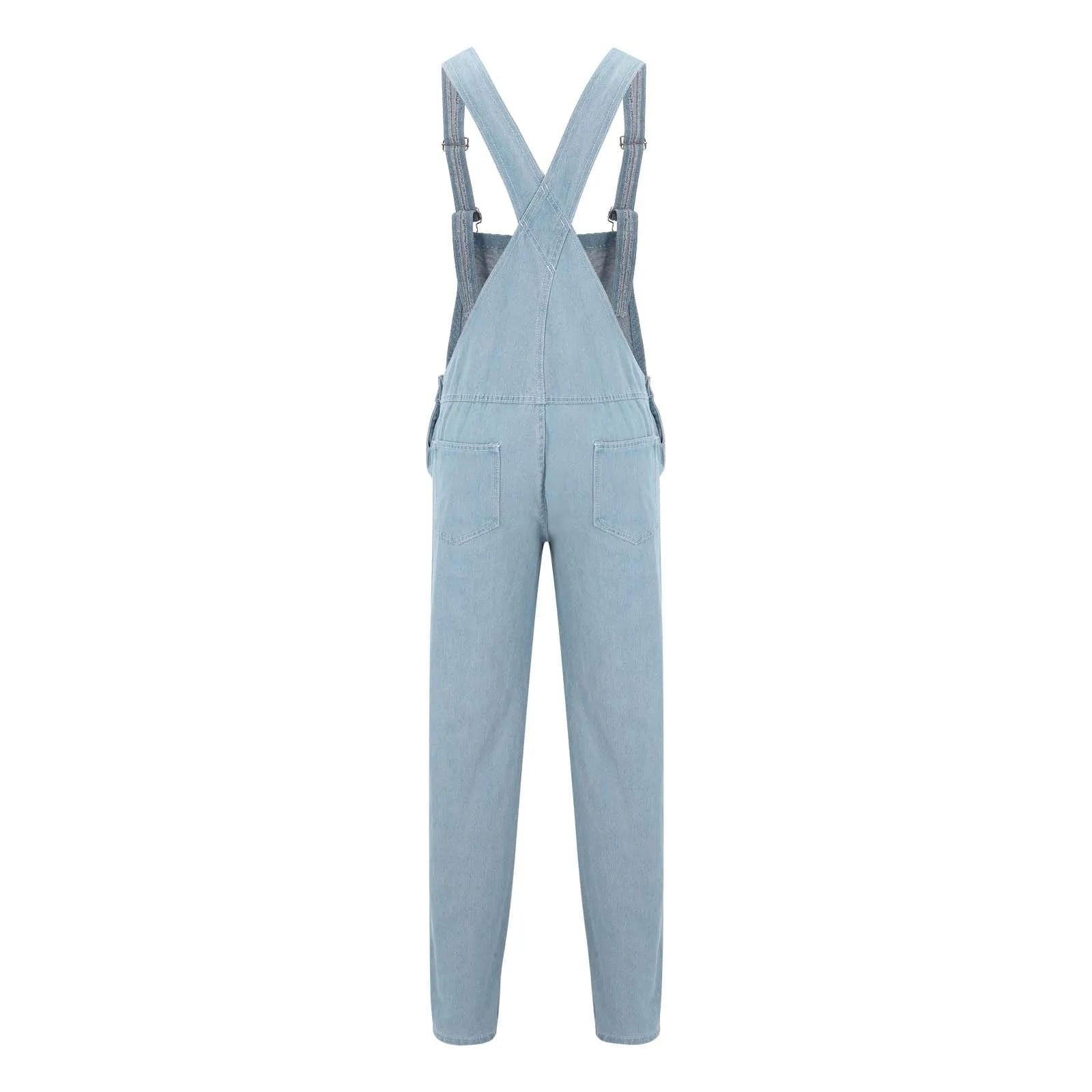 Jeans For Men Fall Hot Ripped Suspenders Denim Jumpsuit Popular Fashionable Work Clothes New Pants Man Streetwear Slacks - Fashionqueene.com-mens jumpsuit