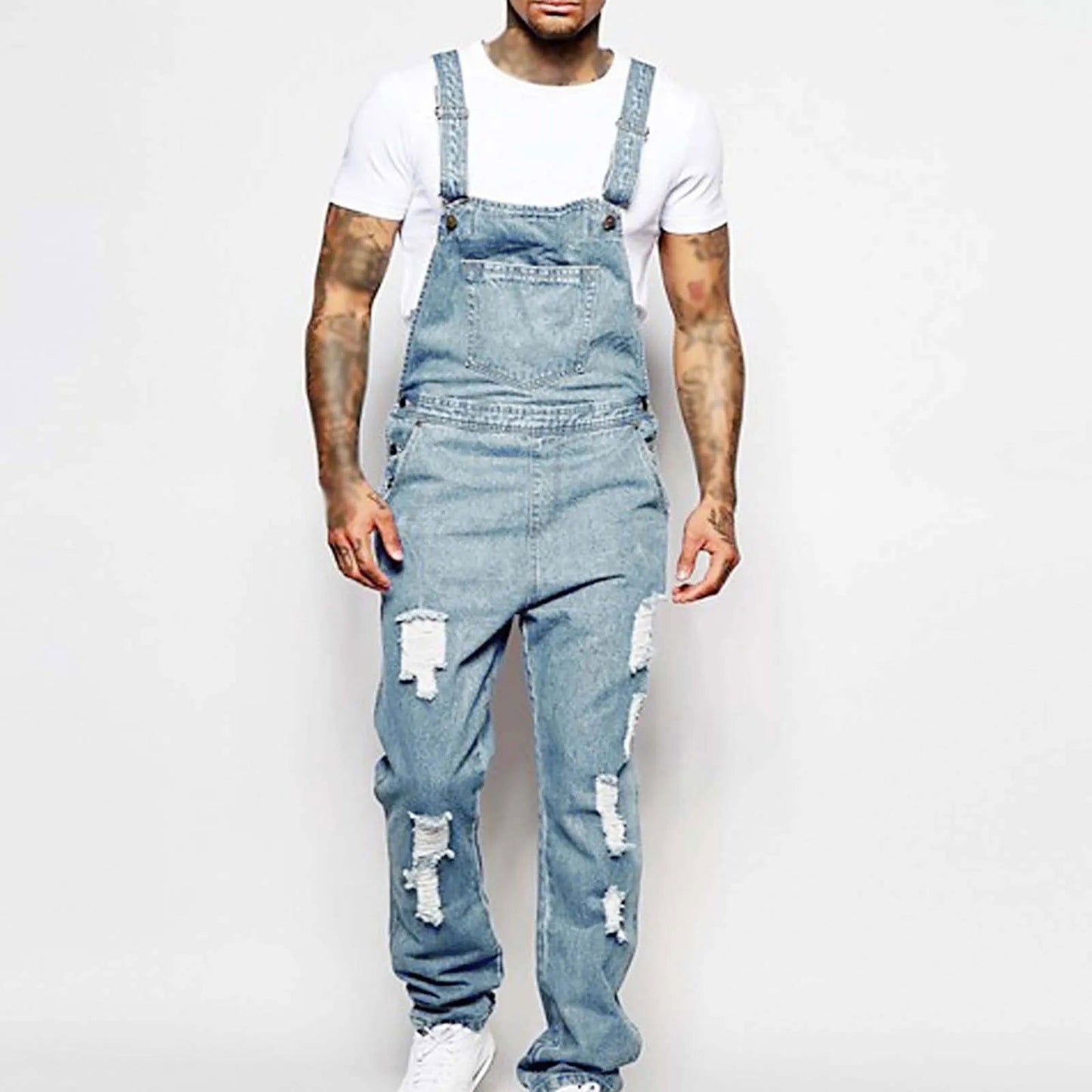 Jeans For Men Fall Hot Ripped Suspenders Denim Jumpsuit Popular Fashionable Work Clothes New Pants Man Streetwear Slacks - Fashionqueene.com-mens jumpsuit