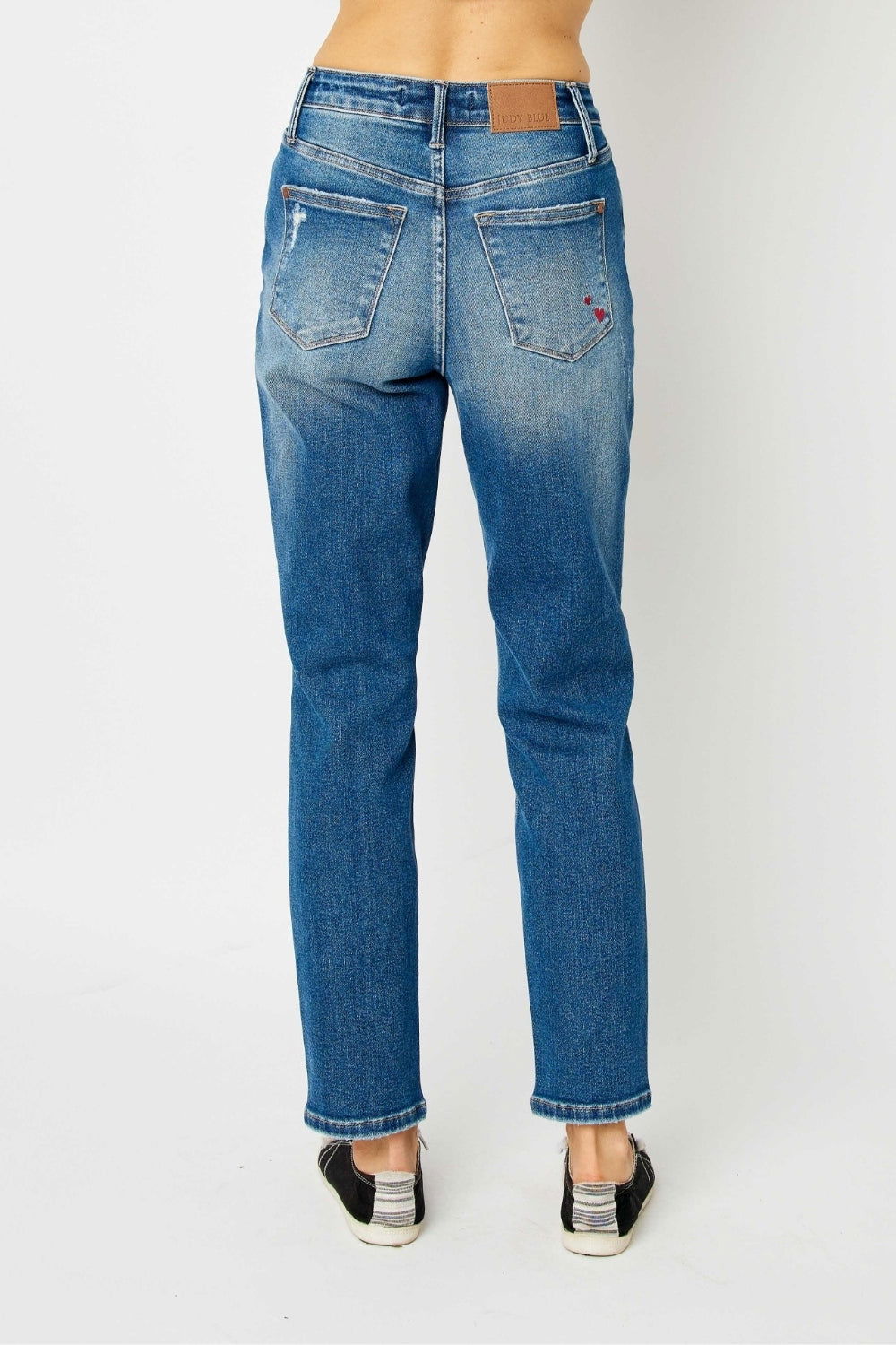 Judy Blue Full Size Distressed Slim Jeans - Fashionqueene.com-Judy Blue Full Size Distressed Slim Jeans