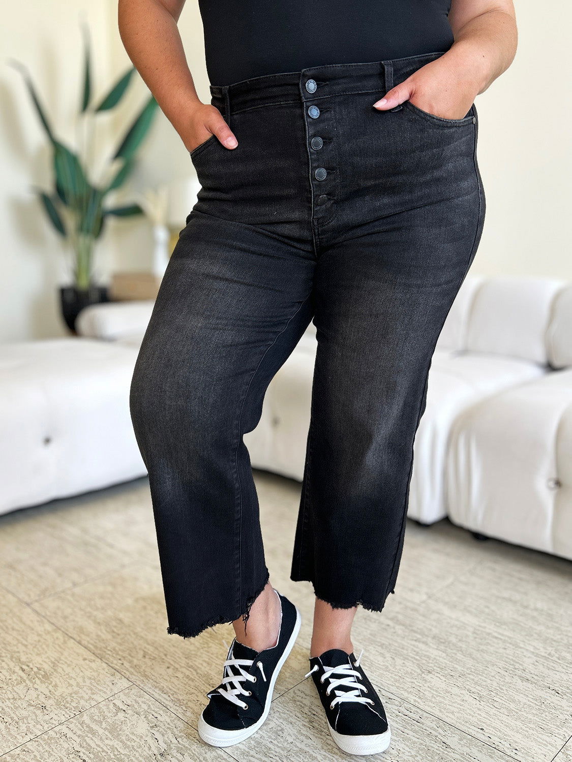 Judy Blue Full Size High Waist Button Fly Jeans - Fashionqueene.com-Judy Blue Full Size High Waist Button Fly Jeans