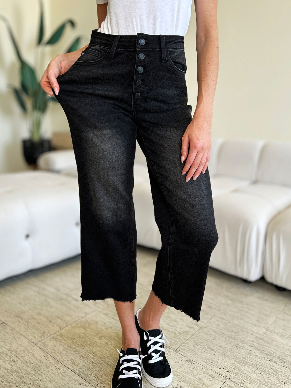 Judy Blue Full Size High Waist Button Fly Jeans - Fashionqueene.com-Judy Blue Full Size High Waist Button Fly Jeans