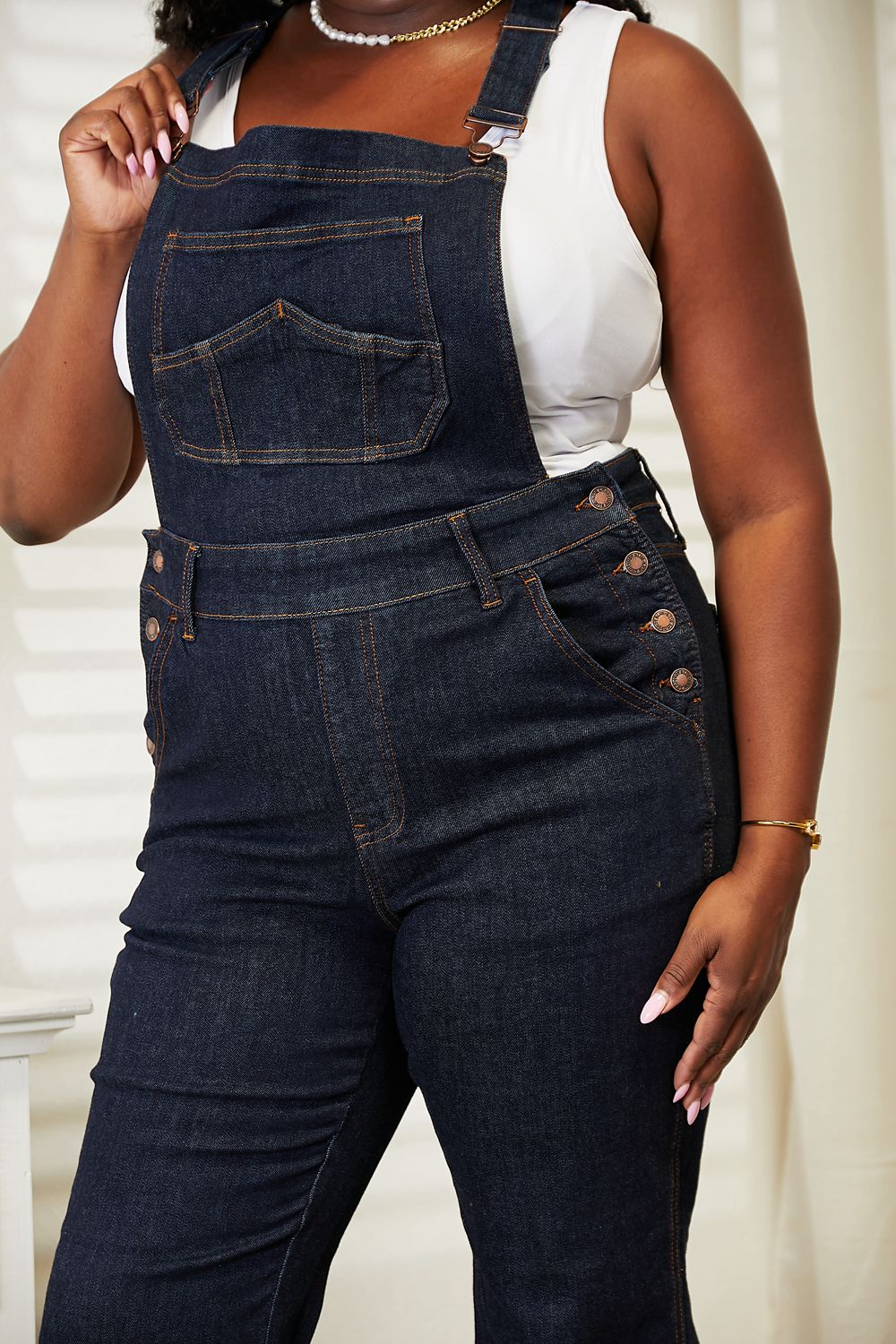 Judy Blue Full Size High Waist Classic Denim Overalls - Fashionqueene.com-Judy Blue Full Size High Waist Classic Denim Overalls