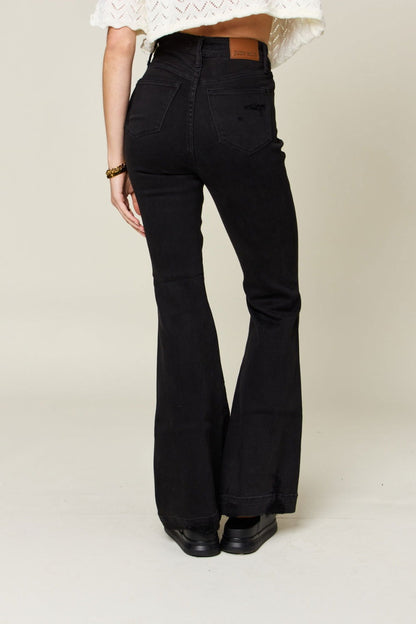 Judy Blue Full Size High Waist Distressed Flare Jeans - Fashionqueene.com-Pants