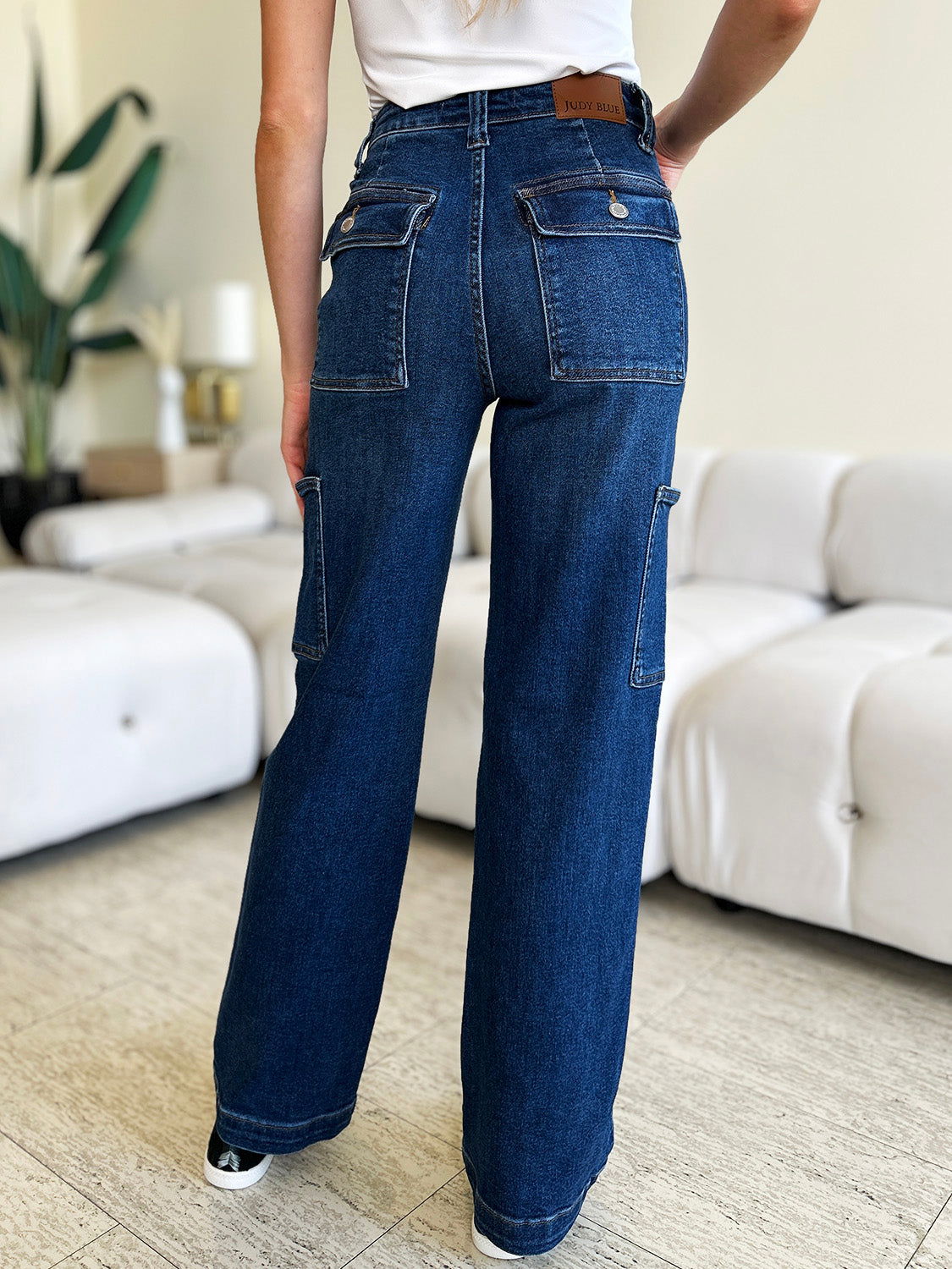 Judy Blue Full Size High Waist Straight Cargo Jeans - Fashionqueene.com-Judy Blue Full Size High Waist Straight Cargo Jeans