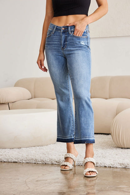 Judy Blue Full Size Release Hem Cropped Bootcut Jeans - Fashionqueene.com-Judy blue capris