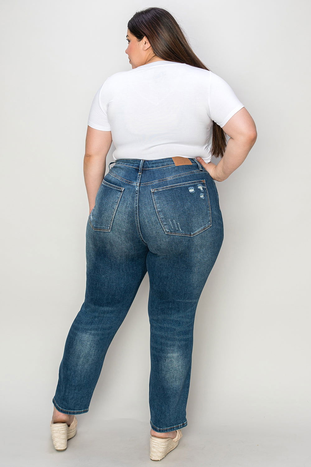 Judy Blue Full Size Tummy Control High Waist Slim Jeans - Fashionqueene.com-Judy Blue Full Size Tummy Control High Waist Slim Jeans