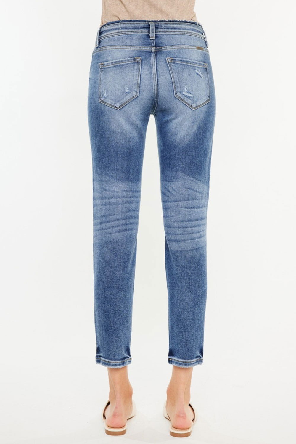 Kancan High Rise Distressed Mom Jeans - Fashionqueene.com-Kancan High Rise Distressed Mom Jeans