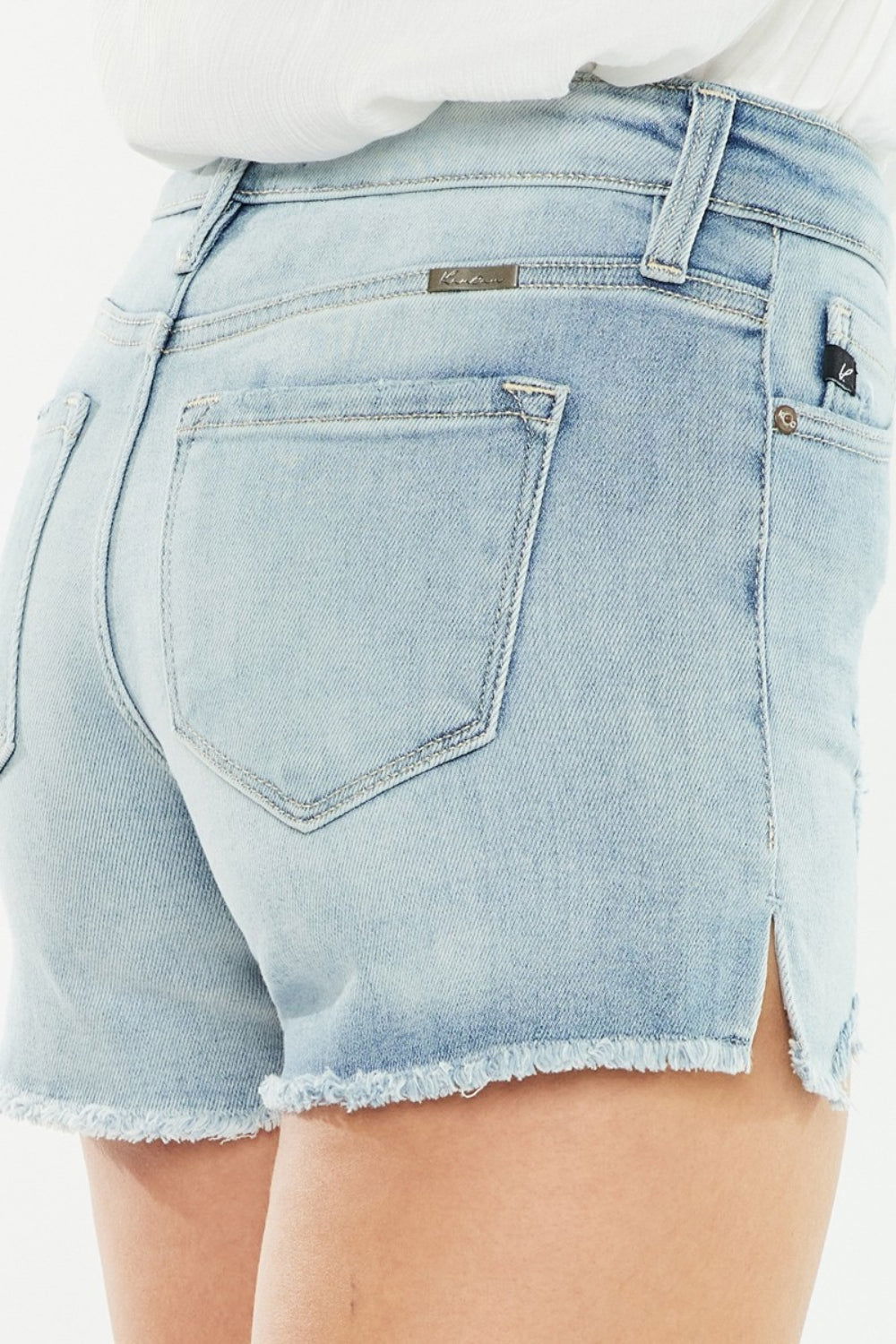 Kancan High Rise Side Slit Denim Shorts - Fashionqueene.com-Kancan High Rise Side Slit Denim Shorts