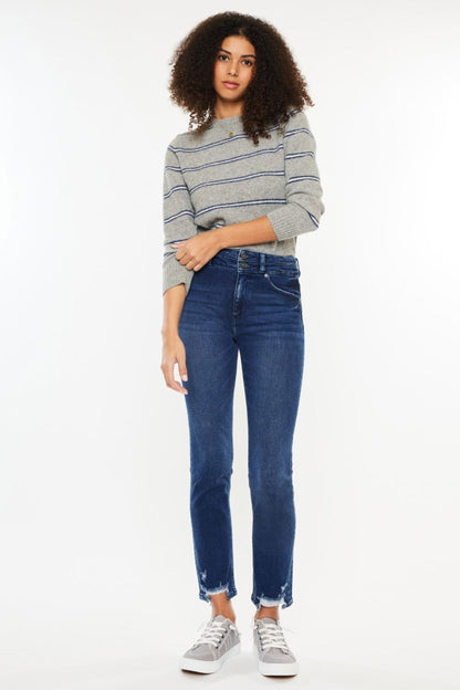 Kancan High Rise Slim Straight Jeans - Fashionqueene.com-Kancan High Rise Slim Straight Jeans