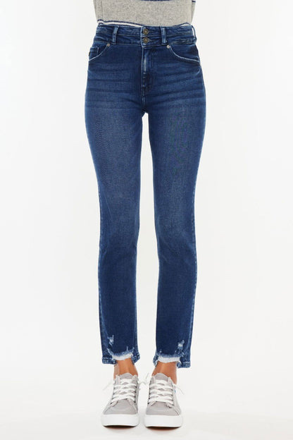 Kancan High Rise Slim Straight Jeans - Fashionqueene.com-Kancan High Rise Slim Straight Jeans