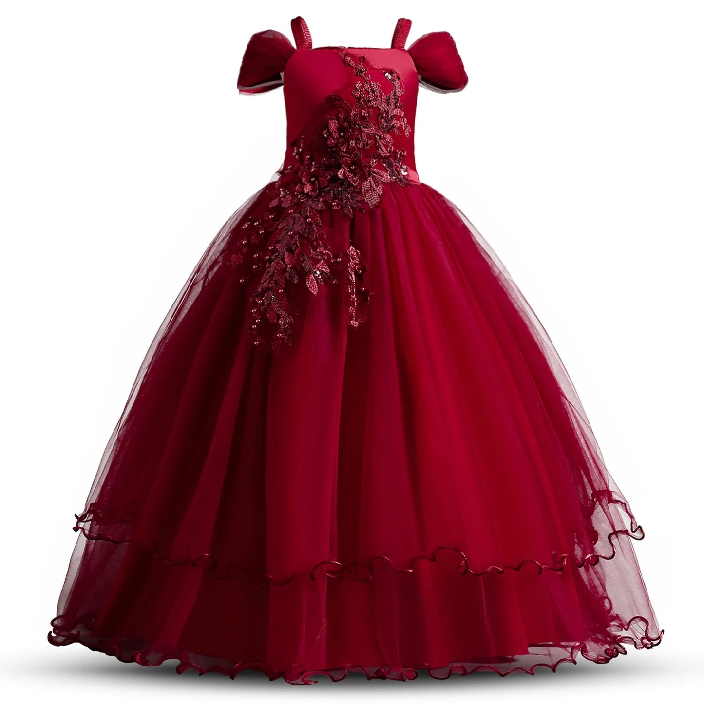 Kid Wedding Dresses for Girls Elegant Flower Princess Long Gown Baby Girl Christmas Dress vestidos infantil Size 6 12 14 Years - Fashionqueene.com-