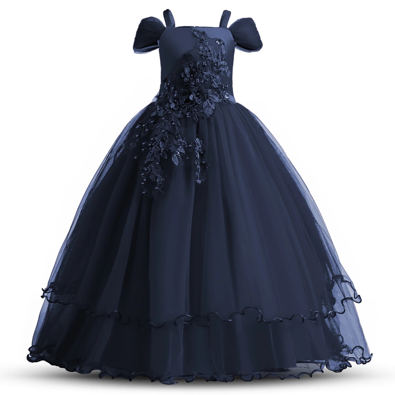 Kid Wedding Dresses for Girls Elegant Flower Princess Long Gown Baby Girl Christmas Dress vestidos infantil Size 6 12 14 Years - Fashionqueene.com-