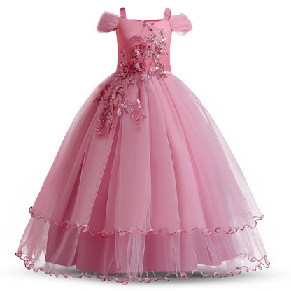 Kid Wedding Dresses for Girls Elegant Flower Princess Long Gown Baby Girl Christmas Dress vestidos infantil Size 6 12 14 Years - Fashionqueene.com-