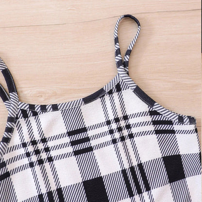 Kids Casual Clothing Sets Outfits for Girls 2023 Autumn Children Fashion Long Sleeve Short Tops Plaid Cami Bodycon Dress 5-14Y - Fashionqueene.com-outfit set