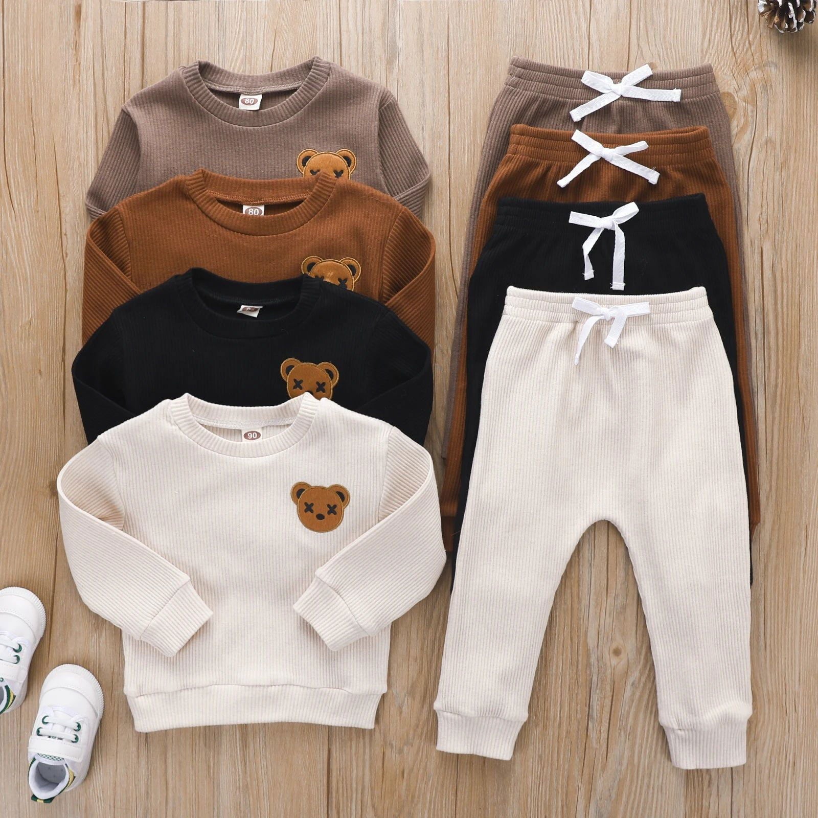 Kids Clothes Set Long Sleeve Cartoon Patchwork Tops Elastic Waist Pants Spring Suit - Fashionqueene.com-Citgeett Autumn Kids Boys Girls Clothes Set Long Sleeve Cartoon Patchwork Tops Elastic Waist Pants Spring Suit